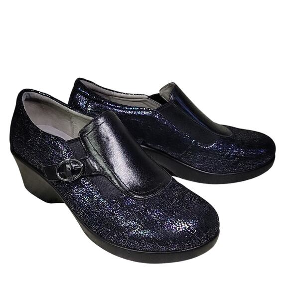 Alegria Enyah Myriad Slip On Leather Iridescent Wedge Shoes Womens EU 41 US 10.5 - Picture 1 of 13